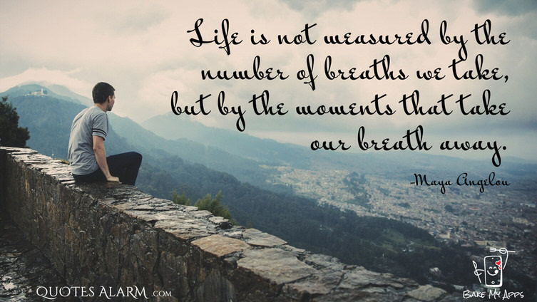Life is not measured by the number of breaths we take, but by the moments that take our breath away. -Maya Angelou